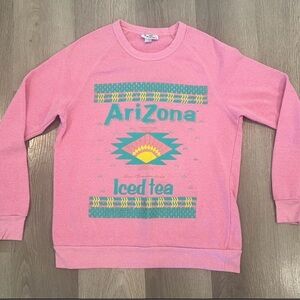 Arizona Iced Tea - Screen Printed Pullover Sweatshirt - Pink - Size L - Rare